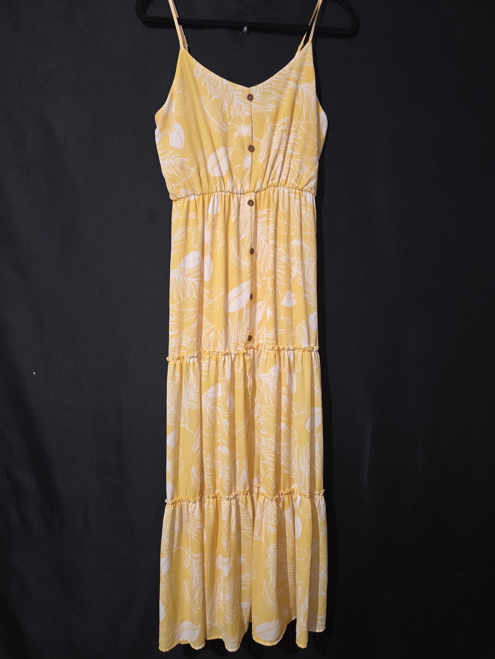 Altar'd State Yellow and White Floral Tiered Maxi Dress